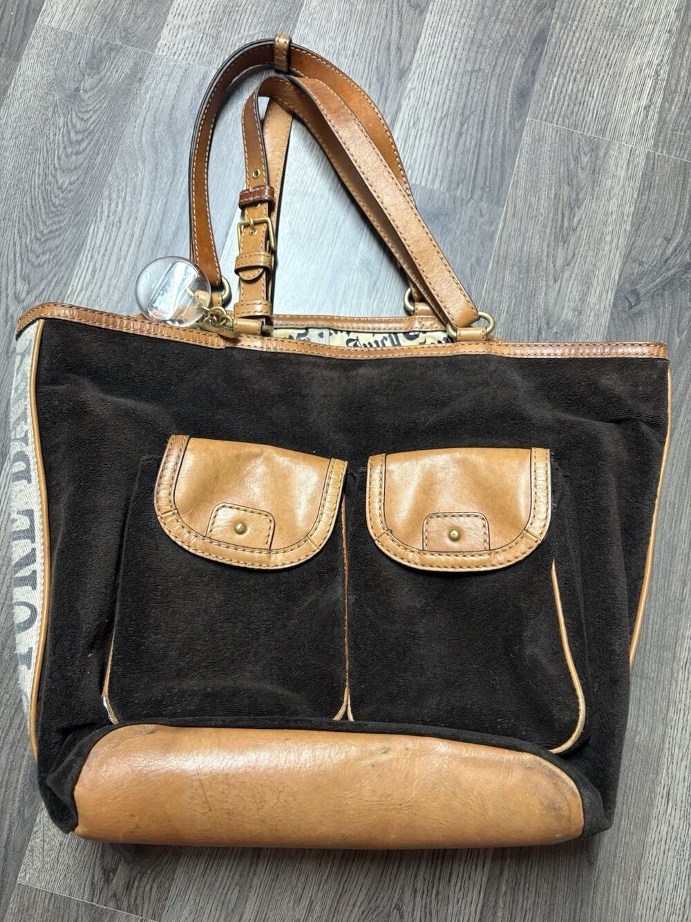 Juicy Couture Baby Brown Suede Leather Diaper Bag Tote Purse